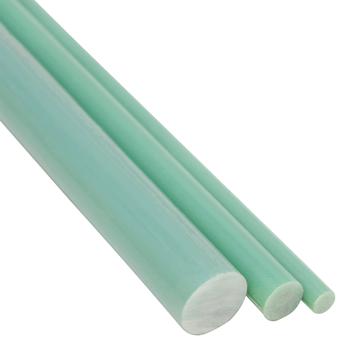 Green rolled and pultruded epoxy fiberglass rods with smooth cross sections for electrical insulation