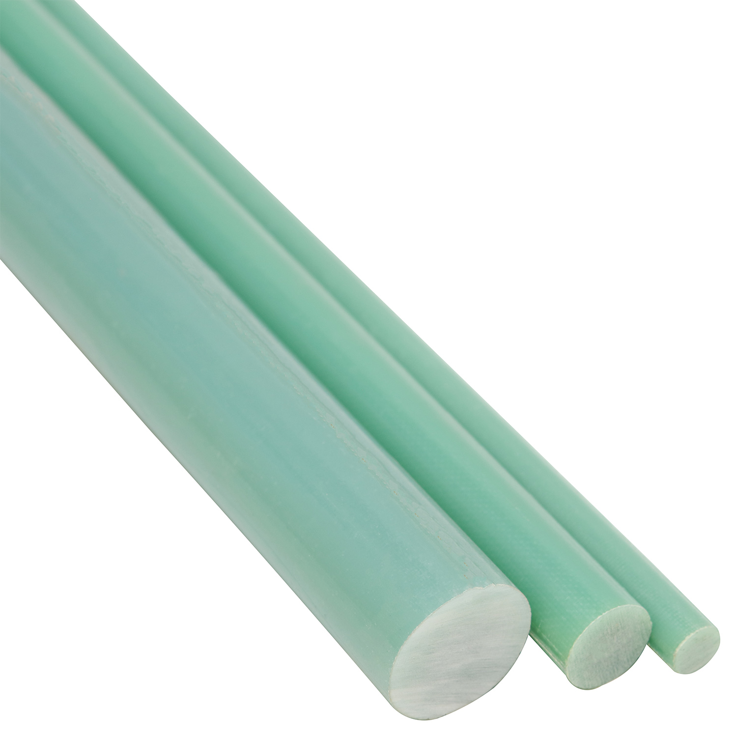 Green rolled and pultruded epoxy fiberglass rods with smooth cross sections for electrical insulation